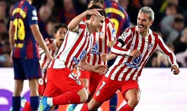 马竞2-0晋欧冠4强巴萨吃红牌拉师傅7射零中